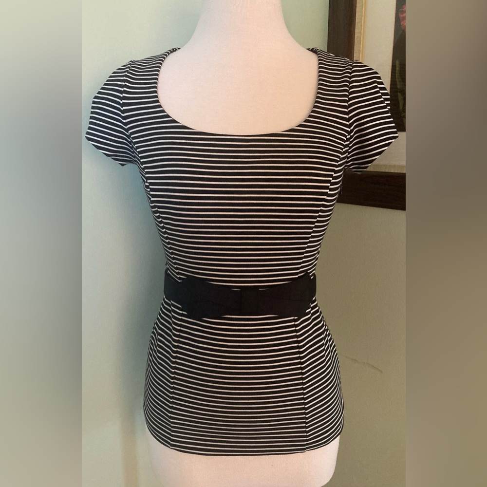 NEW WHBM Stripe Ponte Bodice Top size XS 0